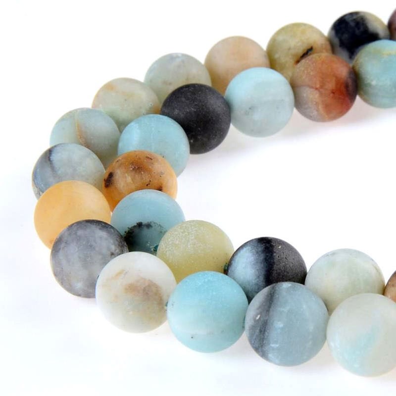 PLTbeads خرز الأحجار الكريمة الطبيعية PLTbeads فضفاض غير لامع تقريبًا 15.5 بوصة لصنع الأساور والقلائد (8 مم، لون غير لامع ملون من الأمازونيت) - Image 1